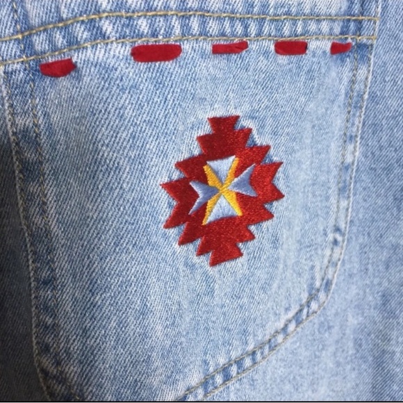 VINTAGE CERVELLE Jacket Skirt Set Embroidered Denim Jean Women’s Large LIKE NEW - Picture 3 of 16